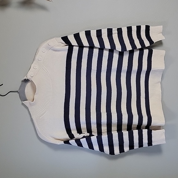 LOFT Sweaters - LOFT shoulder button striped sweater